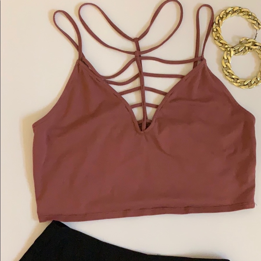 Charlotte Russe Strappy Mauve Pink Crop Top
